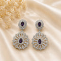 Royal Amethyst CZ Statement Dangle Earrings