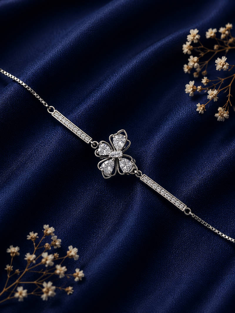Silver Clover CZ Bracelet