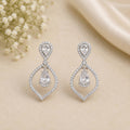 Elegant Teardrop CZ Dangle Earrings – Rhodium Plated