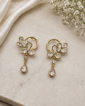 Floral Crystal Drop Hoop Earrings