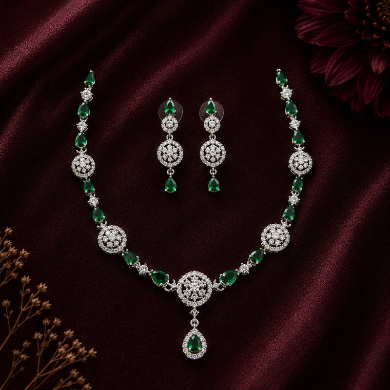 Emerald Royale CZ Necklace Set