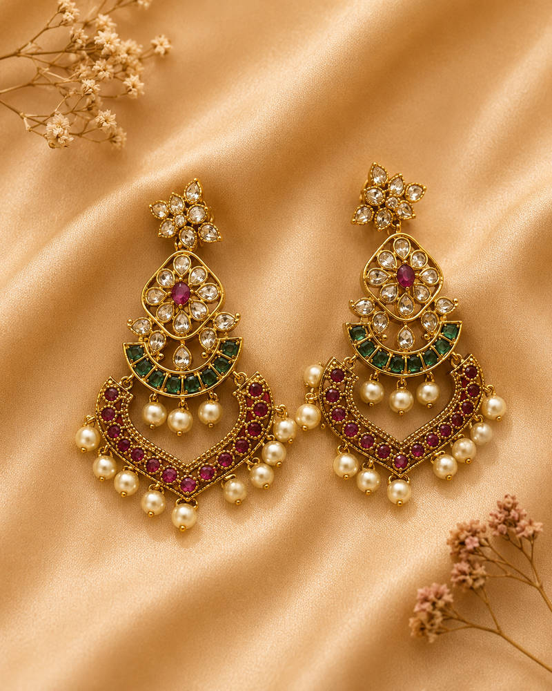 Kundan Chandbali Earrings