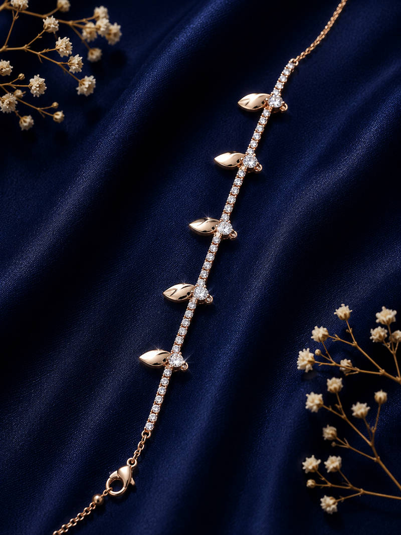 Celeste Leaf CZ Tennis Bracelet
