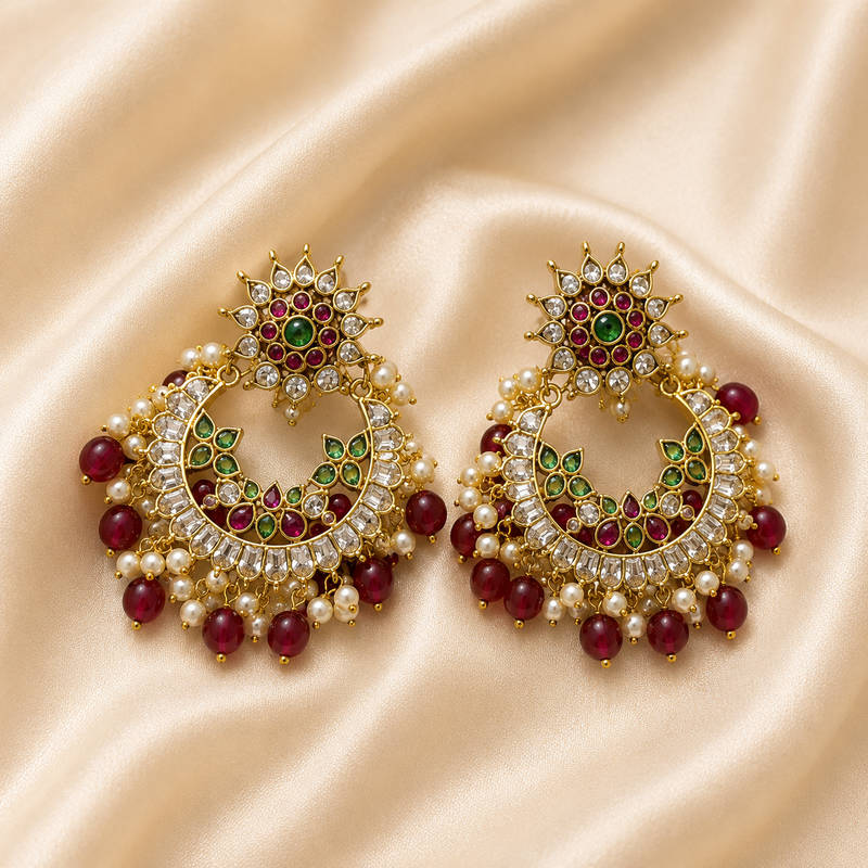 Premium Kundan Chandbali Earrings