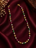Tricolor Pearl & Bead Station Necklace