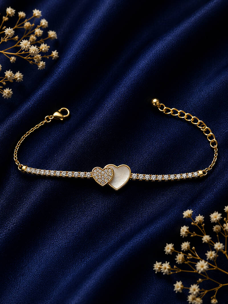 Twin Hearts CZ Tennis Bracelet