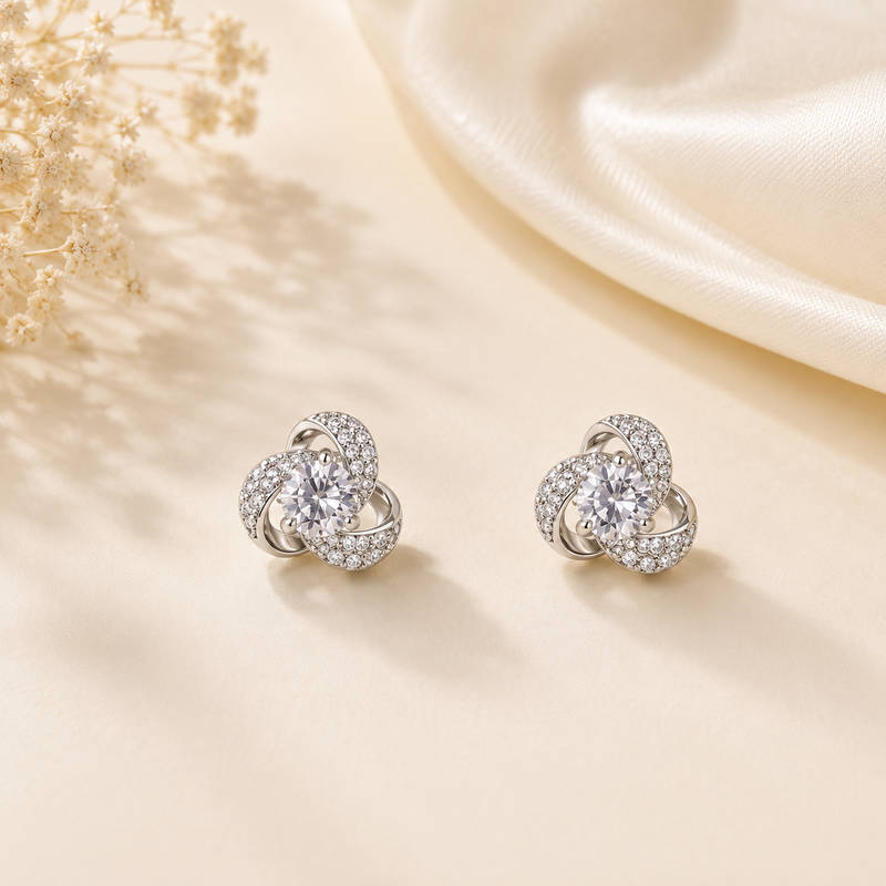 Infinity Spark CZ Stud Earrings – Real Silver Polish