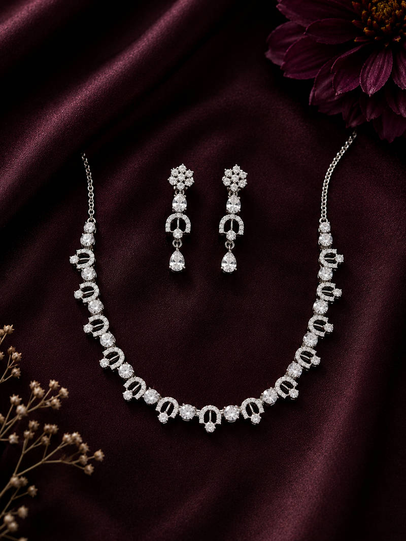 Celestial Spark CZ Necklace Set