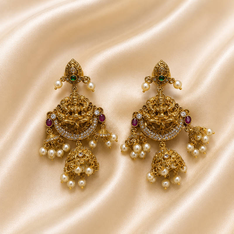 Lakshmi Temple Jhumka Earrings
