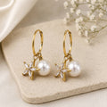 Pearl Star CZ Hoop Earrings