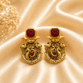 Antique Peacock Ruby Stud Earrings