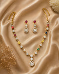Navaratna Bloom CZ Necklace Set