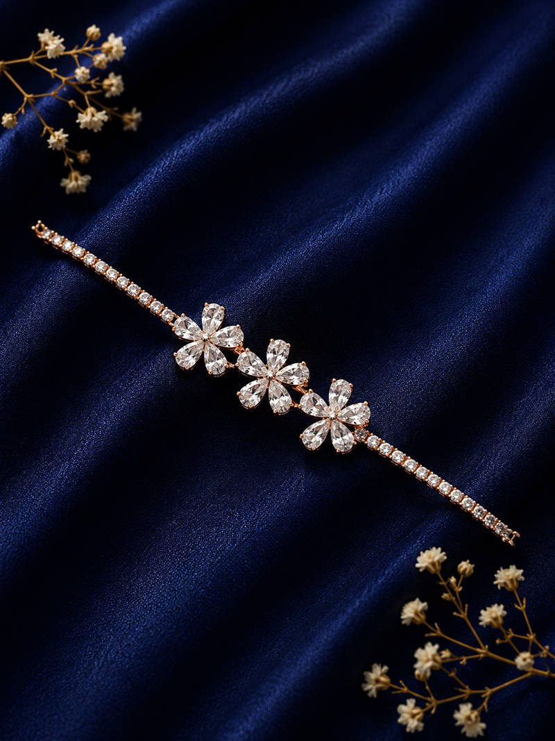Rose Bloom CZ Floral Tennis Bracelet