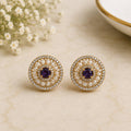 Royal Pearl Amethyst Stud Earrings
