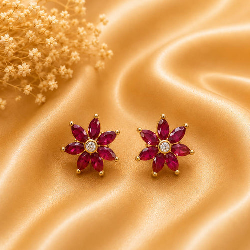 Blush Pink Floral CZ Stud Earrings