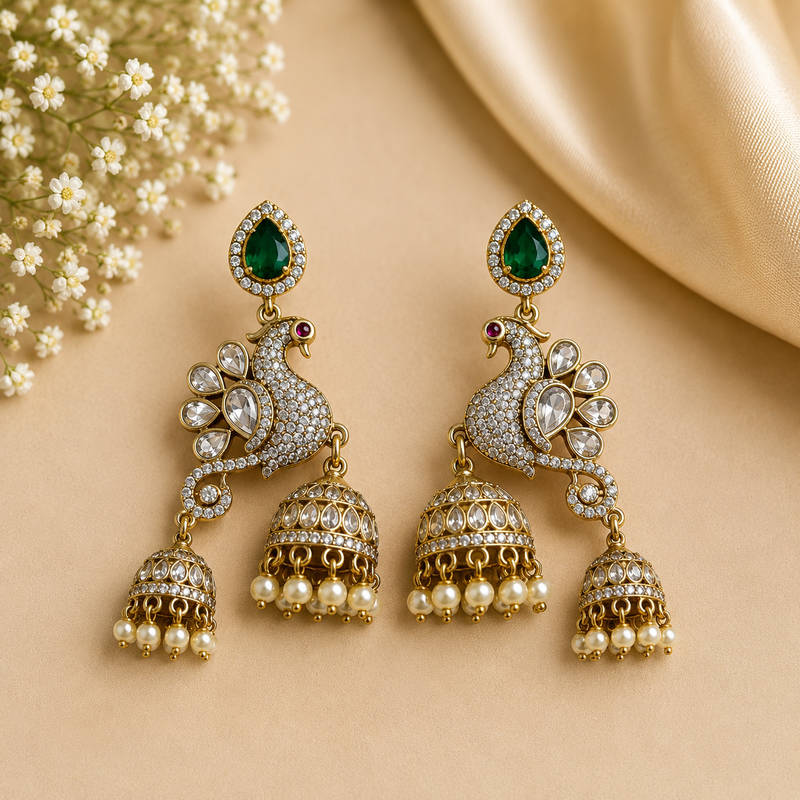 Royal Peacock Jhumka Earrings