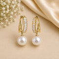 CZ Pearl Hoop Earrings