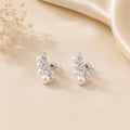 Pearl CZ Cluster Stud Earrings – Real Silver Polish