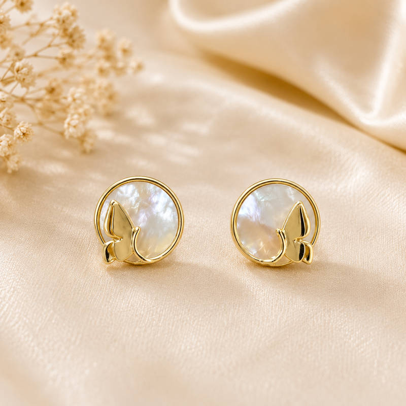 Butterfly Pearl Stud Earrings