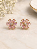 Blush Bloom CZ Floral Stud Earrings