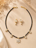 Black Crystal Floral Necklace Set