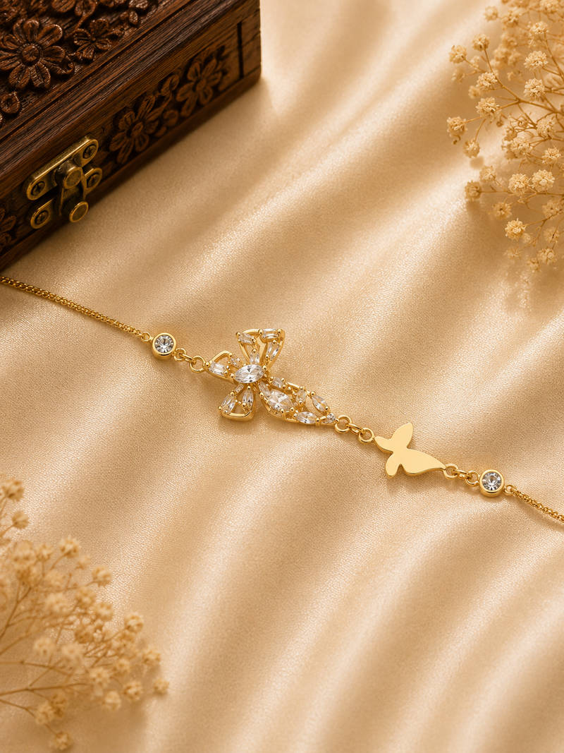 Flutter Bloom CZ Butterfly Bracelet