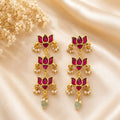 Jadau Kundan Lotus Drop Earrings