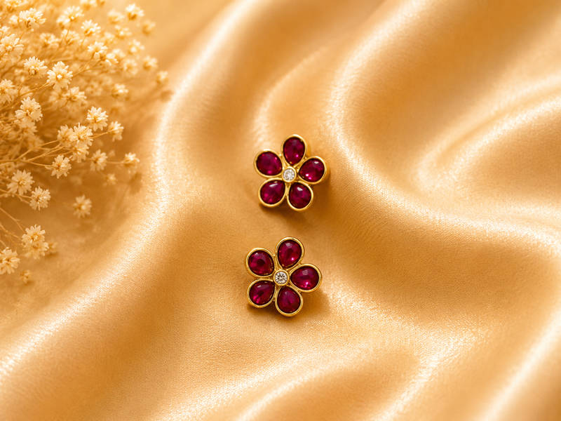 Jadau Kundan Floral Stud Earrings