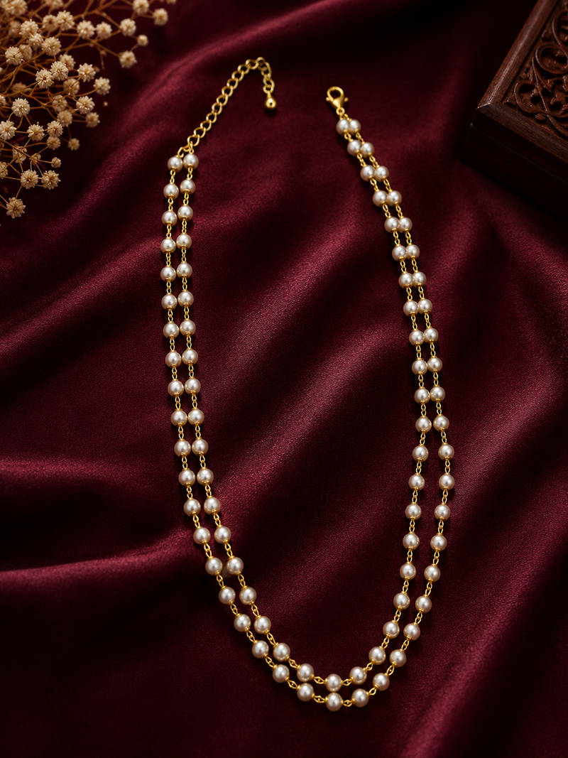 Double Layer Swarovski Pearl Chain Necklace