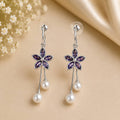 Amethyst Blossom Pearl Drop Earrings