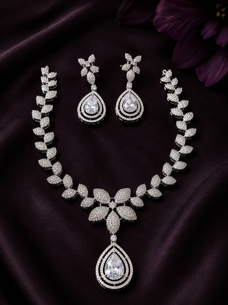 Celestial Bloom CZ Necklace Set
