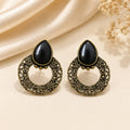 Antique Black Stone Statement Earrings