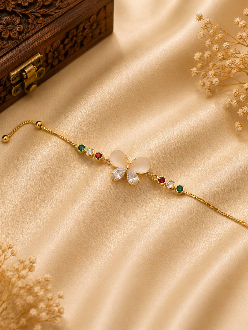 Flutter Charm Multi-Stone Butterfly Bracelet