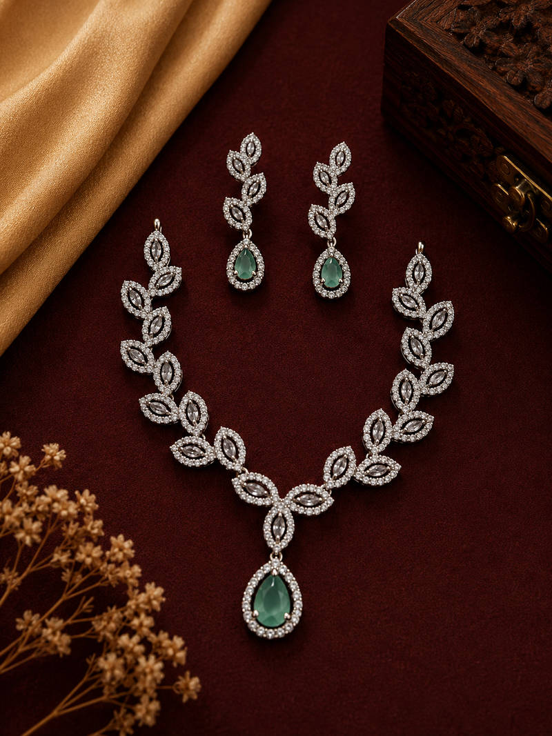 Emerald Vine CZ Necklace Set