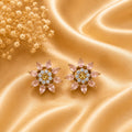 Blush Pink Floral CZ Stud Earrings