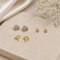 Classic Gold Stud Earrings Set (3 Pairs)
