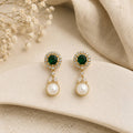 Emerald Pearl Drop Earrings
