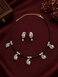 Black Cord CZ Drop Necklace Set