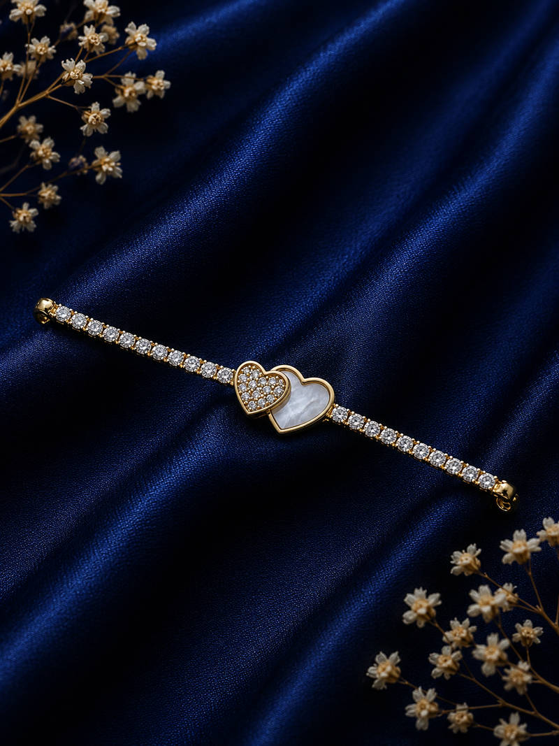 Twin Hearts CZ Tennis Bracelet