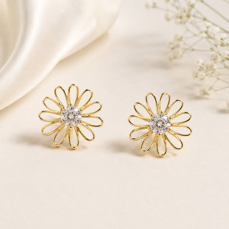 Daisy Bloom CZ Stud Earrings