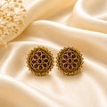Antique Ruby Floral Stud Earrings