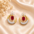 Emerald CZ Hoop Drop Earrings