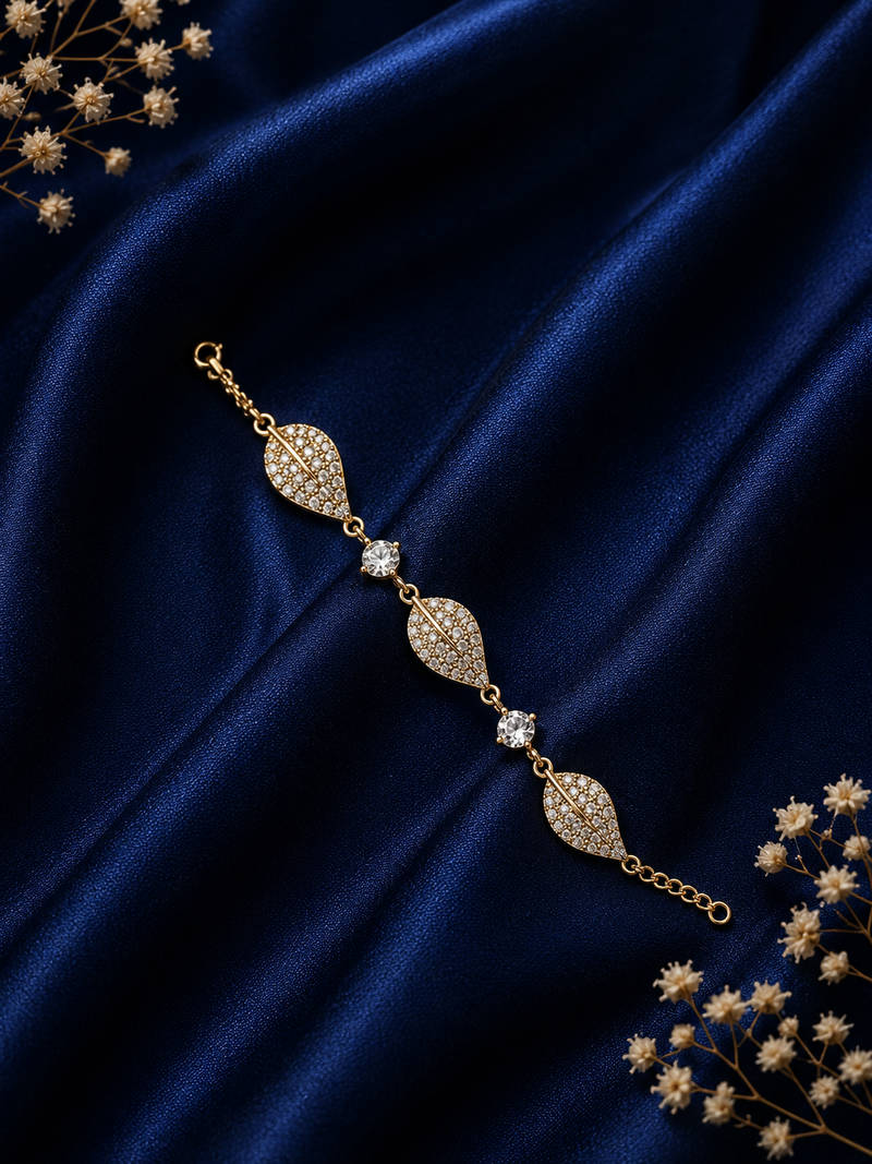 Nature Spark Leaf CZ Bracelet