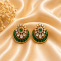 Emerald Green CZ Uncut Chandbali Stud Earrings