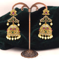 Traditional Kundan Jhumka Earrings with Pearl Drops