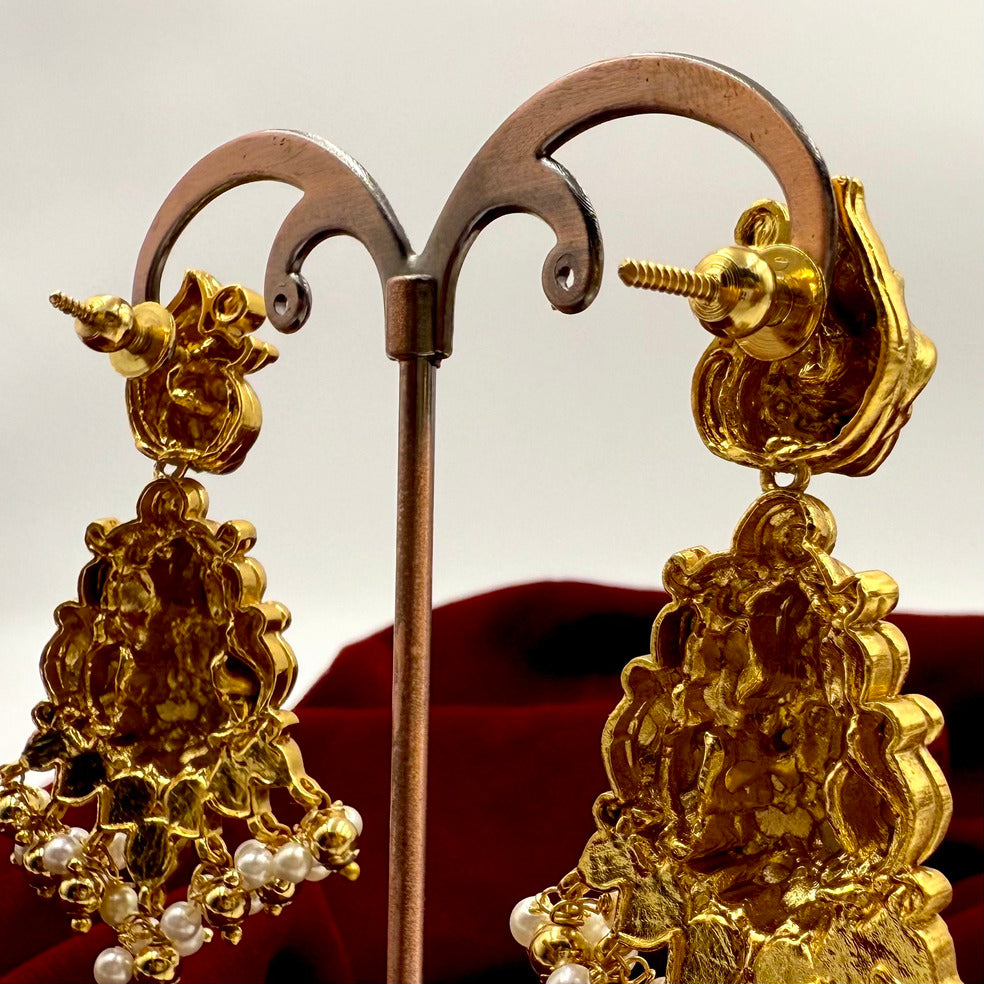 Lakshmi Pearl Temple Jhumka Earrings