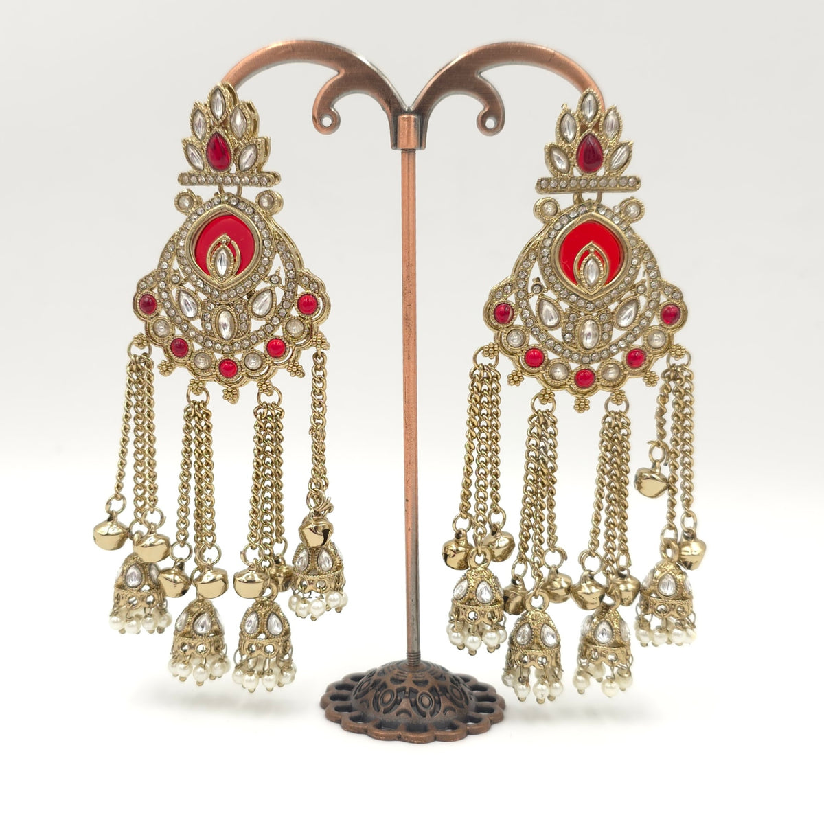 Ruby Regal Tassel Jhumka Earrings