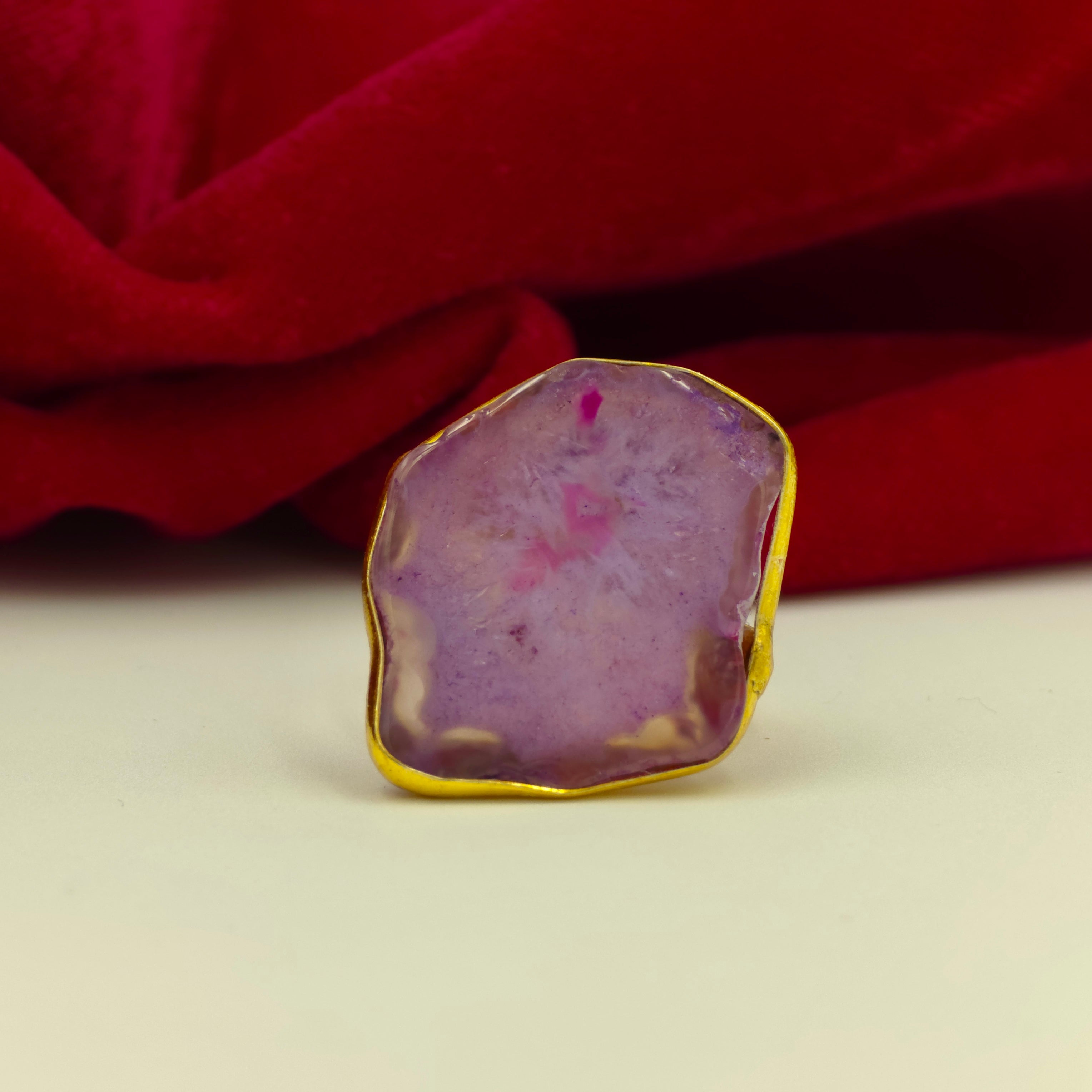 Natural Gemstone Adjustable Statement Ring