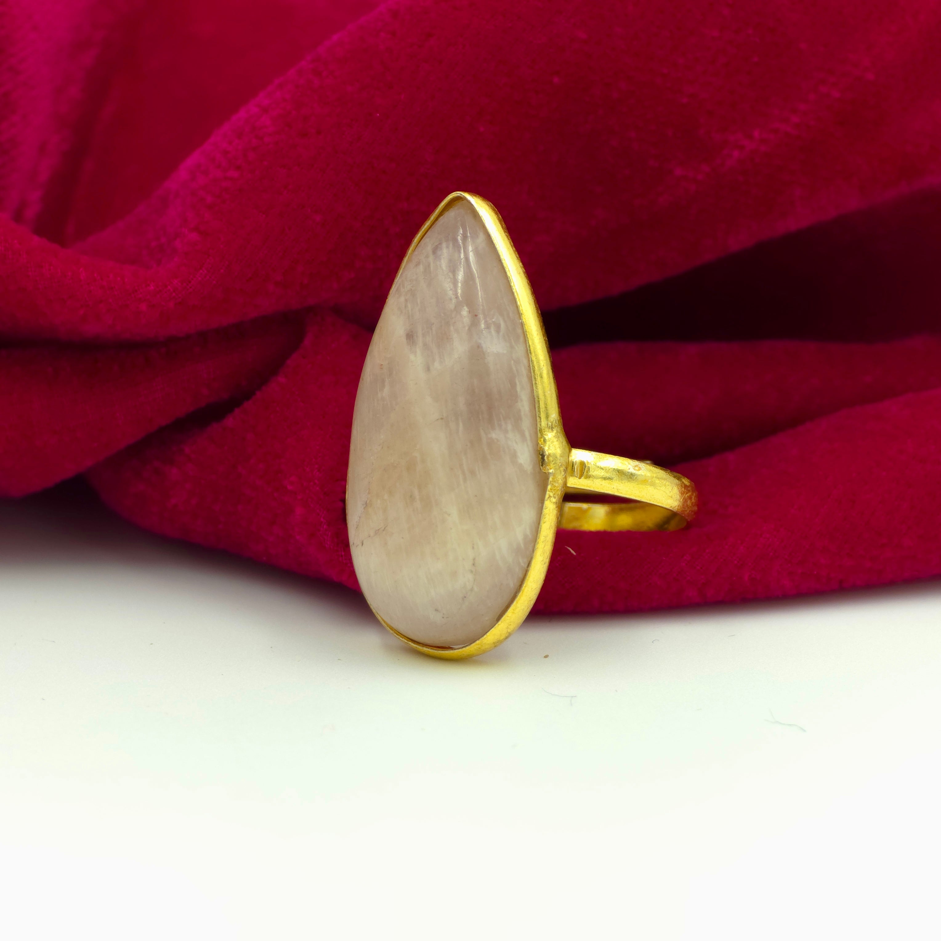 Natural Gemstone Adjustable Statement Ring