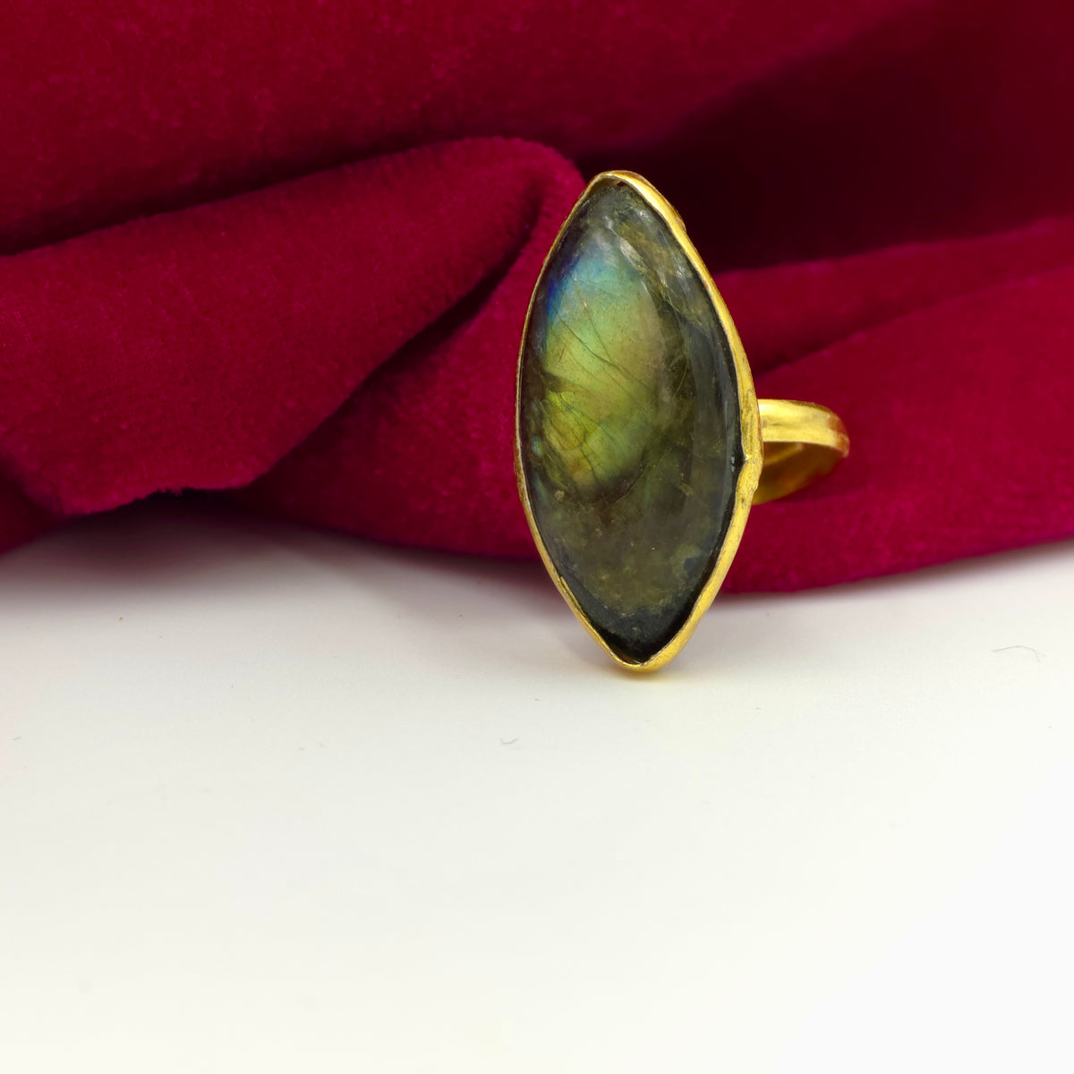 Natural Gemstone Adjustable Statement Ring